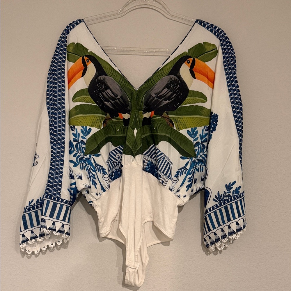 FARM Rio Blue and White Bodysuit
